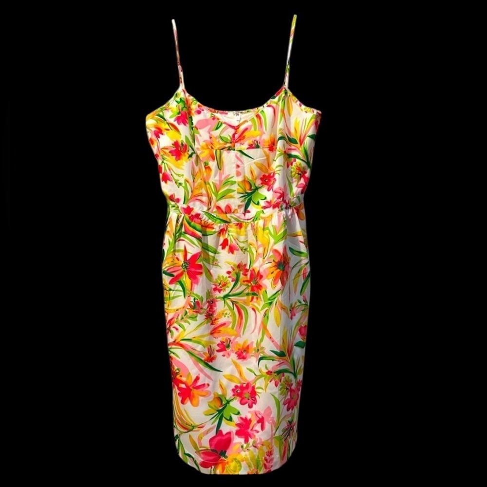 J Crew size 8 White Floral Spaghetti Strap Dress